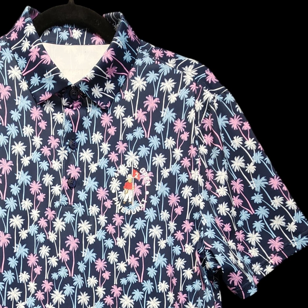 U.S. Open Polo Shirt Mens Medium‎ Blue Palm Tree 124th US Open Pinehurst Golf